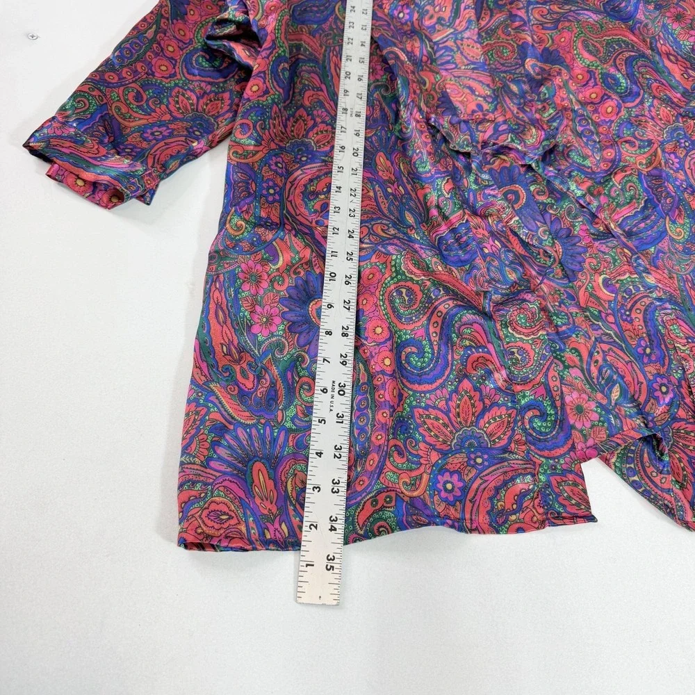 VTG‎ Gold Label Victoria's Secret Robe Womens Small Multicolor Paisley Satin